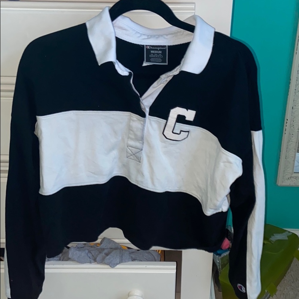 Collared champion cropped shirt